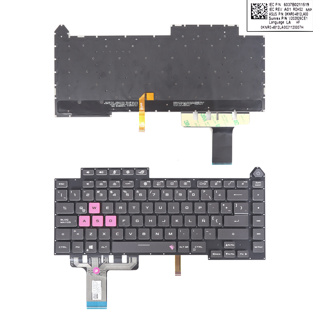 Picture of New Replacement Laptop Keyboard For ASUS ROG 5R G513 G513Q G513QY G513QM G533 (Colorful backlight WIN8)WASD is red LA Layout